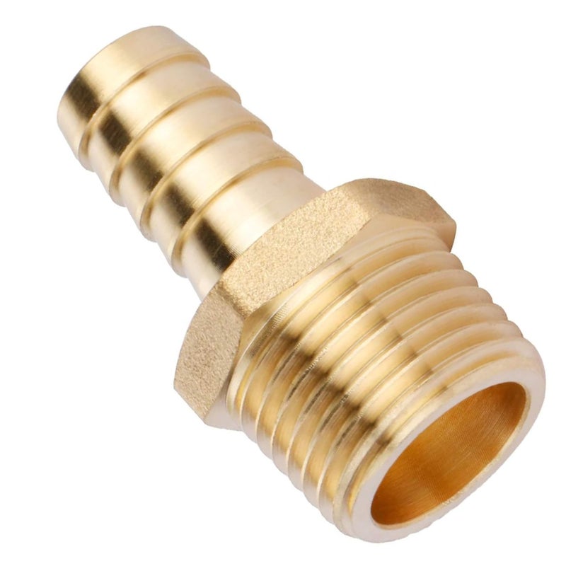 U.S. Solid Brass Hose Fitting, Adapter, 1/2" Barb x 1/2" NPT Male Pipe Fittings - Image 2